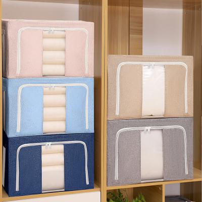 China Furnhome Sustainable Clothes Storage Steel Frame Storage Box 100L Oxford Cloth Fram Foldable Clothing Storage Bags For Clothes Cover for sale