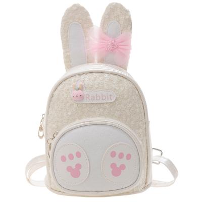 China PU Kids Multi Color Sequin Rabbit Ears PU Backpack Girls Boys Cute Cartoon School Bag Kids Bag Packet Satchel With Bow Tie 'bow for sale