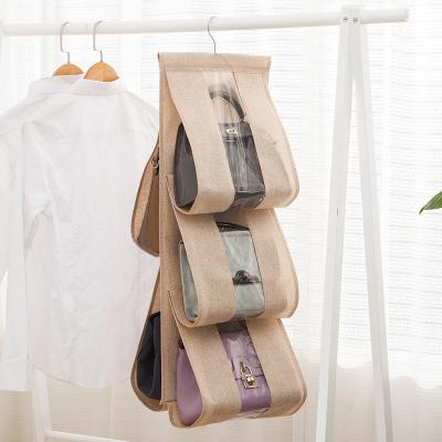 China Rotating Sustainable Washable Hanging Purse Handbag Organizer Hang Finished Hanging Closet Storage Bag Shelving Bag for sale