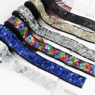 China Colorful Iridescent Sequins 2cm Wide Eco-friendly Trim Ribbon Strap Lace Children's Dance Dress Accessories for sale