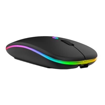 China RGB Gaming Computer Tooth Blue Dual Mode Wireless Backlit Rechargeable Silent Rechargeable Ergonomic Mice With Colorful LED Lights for sale