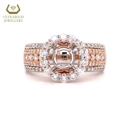 China Trendy Luxury Design Natural Diamond Semi-Mount Ring Wholesale Manufacturer 18K 14k Gold Women for sale