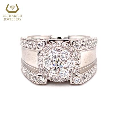 China FASHIONABLE Wholesale Men's Diamond Ring Manufacturer 18K Gold Halo Setting Round Cut for sale