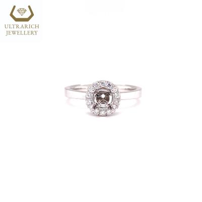 China Real FASHIONABLE Diamond Jewelry Ring Halo Setting Semi-Mount For 0.50 CT Center Stone 18K Gold for sale