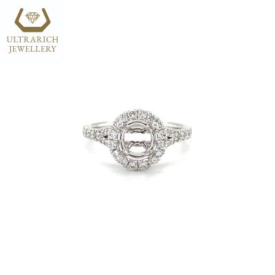 China TRENDY 1.0 CT Semi-Cast Ring With 0.44 CT 100% Natural Diamonds Halos Setting 18K Gold for sale