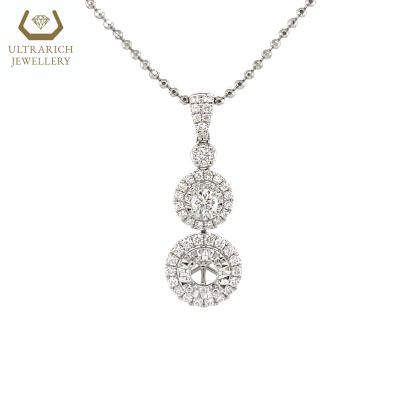 China Fashionable High End Illusion Jewelry Diamond Pendant Semi-Mount For 0.30ct High End Center Stone 18K Natural Gold for sale