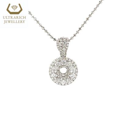 China Good Fashionable HK Jewelry Manufacturer Semi-Mount Pendant For 1.00 CT Center Stone 18K Real Diamonds for sale