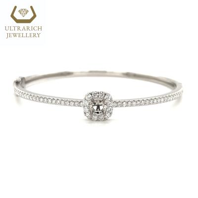 China FASHIONABLE Wholesale Real Diamond Bangle Semi-mount 18K White Gold Custom Design for sale