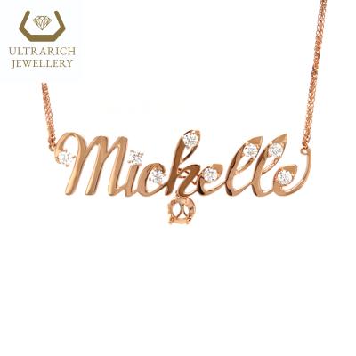 China FASHIONABLE Customizable Name Necklace Pendant 18K Solid Gold with Real VVS VS FG 3EX Diamonds for sale