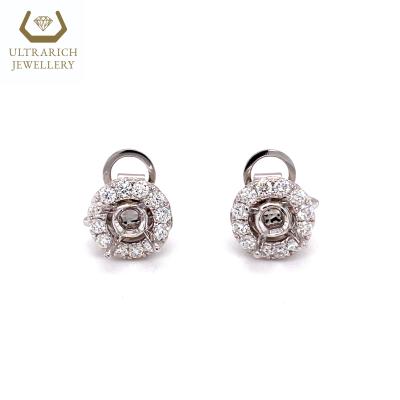 China True Diamond Semi-Mount Stud Earring For Exquisite FASHIONABLE 0.30 CT Center Stone Pure 18K Gold for sale