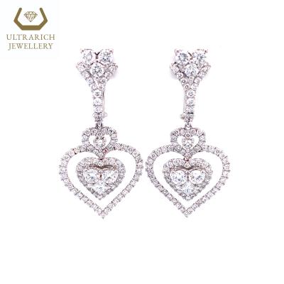 China TRENDY Pure 18K White Gold Charm Earrings With Natural Diamonds 2.3 CTW Wholesale Jewelry for sale