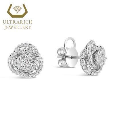 China Fashionable Real Diamond Stud Earrings AU750 White Gold Ultrarich From Jewelry Manufacturer for sale