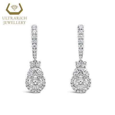 China Real Diamond Drop Earrings TRENDY Illusion Halo Set Butterfly AU750 18K Custom Design Manufacturer for sale