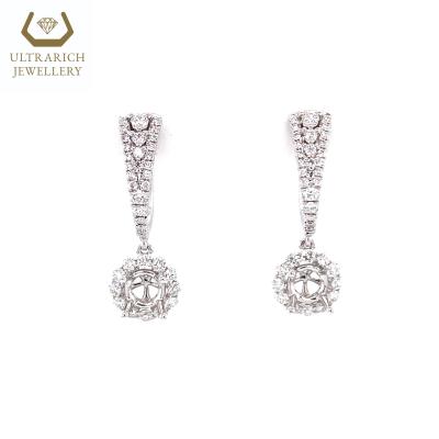 China Trendy Large Jewelry Diamond Dangling Earring Mounting Halo Arrangement Natural Producer for sale