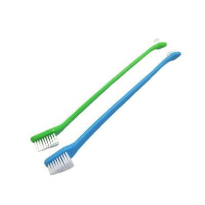 China Sustainable Plastic Eco Friendly Teeth Cleaning Pets Double Side Bristle Soft Toothbrush For Dog And Cat for sale