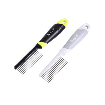 China Dog Kitten Rubber Handle Grooming Fur Brush Pet Hair Remover Sustainable imilive Cleaning Smooth Steel Comb for sale