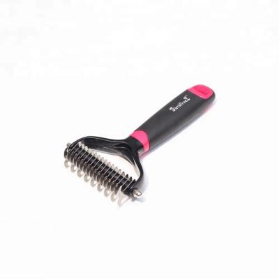 China Sustainable Pet Grooming Comb Pets Dematting Comb With 2 Sided Professional Grooming Rake For Cats And Dogs for sale