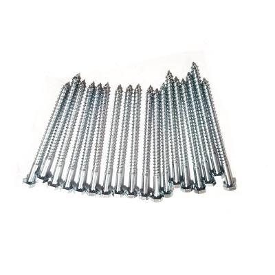 China HEX Wholesale 6.8 Grade Blue White Zinc Plated Hexagon Wood Grain Screws for sale