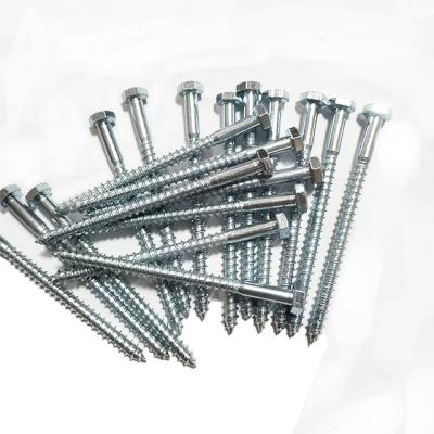 China HEX Cheap Factory 6.8 Grade Blue White Zinc Plated Hex Wood Grain Screws for sale