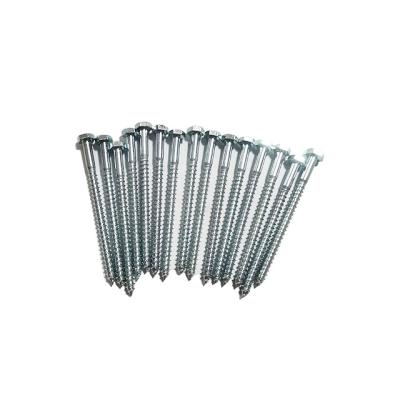 China HEX Professional Factory Plated Blue White Zinc Hex Flange Wood Grain Screws for sale