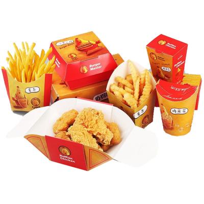 China Disposable Wholesale Fast Food Take Out Fish Chips Box Custom Printed Fried Chicken Box Paper Packaging for sale