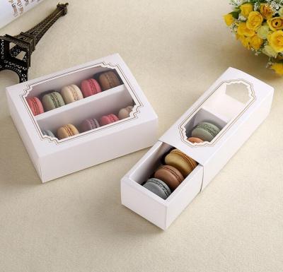 China Biodegradable White Macaron Box With Transparent Macarons Pastry Dessert Window Packaging Boxes for sale