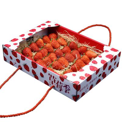 China Recyclable Clear Window Strawberry Packaging Box Custom Printed Corrugated Portable Fresh Vegetable Fruit Packing Box for sale