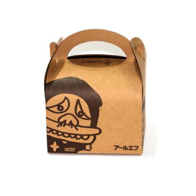 China Wholesale Custom Printed Disposable Kraft Paper Brown Lunch Box Restaurant Take Out Packaging Gable Box With Handle for sale