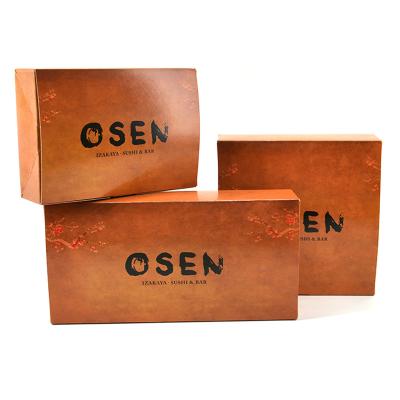 China Recyclable Kraft Paper Bulk Packaging Take Away Chinese Food Box Custom Printed Disposable Jepenese Sushi Box Paper for sale