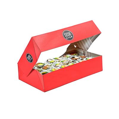 China Food Grade Disposable Custom Printed Foldable Tuck Top Box Disposable Paper Cupcake Sushi Snack Dessert Box Packaging for sale