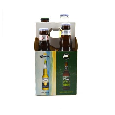 China Recycled Materials Portable 6 Box Custom Logo Printed Whiskey Beer Carrier Cardboard Paper Bottle Box With Handle for sale