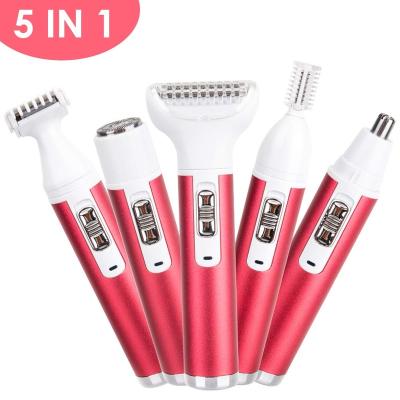 China 5-1 Mini Electric Finishing Woman Lady Facial Hair Removal Lipstick Remover Shaver Bikini Trimmer Set Beauty Product for sale