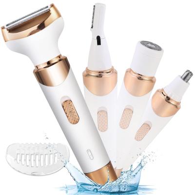 China Outdoor Rechargeable 4 in 1 Lady Razor Facial Eyebrow Body Hair Trimmer Women Hair Removal Cordless Electric Nose Epilator for Women for sale