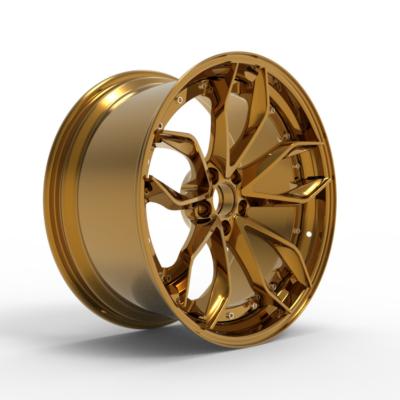 China Aero-Forged 6061-T6 Alloy Fully Custom Bronze Aluminum Wheel 24 Inch Multi Spoke Wheel Brushed 2 Piece Forged Wheel Edges Car Edges Car Hub Custom Any what color for sale