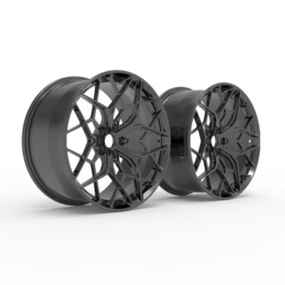 China New Design Bright Black Luxury Aluminum Alloy 6061-T6 Custom Monoblock Car Rim Aero-Forged Multi Spoke Wheel VIA JWL Forged Wheels for sale