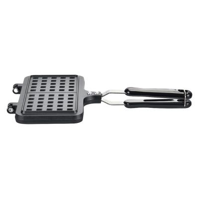 China CLASSIC Coating Nonstick Double Die Cast Aluminum Waffle Maker Phenolic Handle Black No Induction Double Waffle Maker for sale