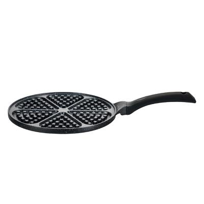 China Non-Stick Non-Stick Bake Out Die-Cast Aluminum Coating Around Black Waffle Maker Phenolic Handle No Induction Around Waffle Maker for sale