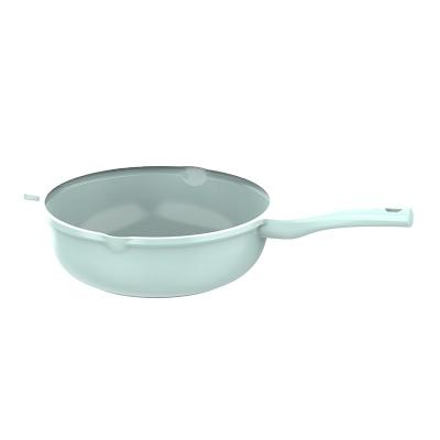 China 28/30cm Durable Non Stick Pan Cookware Durable Aluminum Stock Wok Pan With Glass Lid Or Die Cast Lid With Handle Phenolic Wok Pan for sale