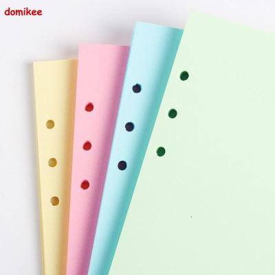 China Colorful Spiral Cute Watercolor 6 Holes Replacement Blank Filler Paper Sheets For Spiral Notebook A5 A6 Stationery for sale