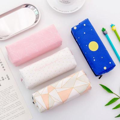 China Schools & Creative Office Student Stationery Star Zipper Pencil Case Large Capacity Canvas Multifunctional Pencil Case for sale