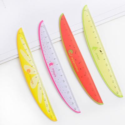 China Creative Cute School Ruler 15cm Ruler Learning Stationery Fruit Shape Portable Drawing Plastic Ruler for sale