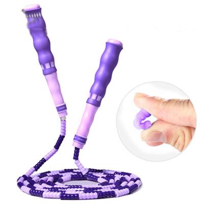 China PP+PVC Tricks Skills Jumps PVC Jumping Rope Bamboo Beginner Soft Beaded Beads Basic Tangle Free Segmented Fitness T502 for sale