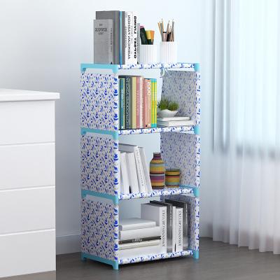 China Plastic Storage Cabinet in 3 Shelves Cubes Office Book Shelves Foldable Storage Shelf for sale