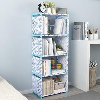 China Creative Foldable Simple Debris Shelf Children's Foldable Single Rack Bedroom Furniture Living Room Shelf Combination Bookcase for sale