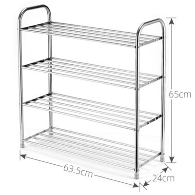 China 4Layers 12pairs Convertible Stainless Steel Shoe Rack Door Shoes Cabinet for sale