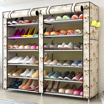 China Economical and Practical Double Row Fashion Convertible Shoes Organizer Large Capacity Single Non-woven Shoe Cabinet New Shoe Rack for sale