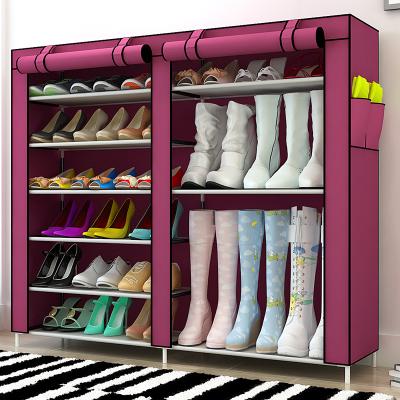 China Convertible Double Tier Shoe Rack Nonwoven Fabric Assembly Shoe Cabinet Sheds Organizer Storage Cabinet for sale