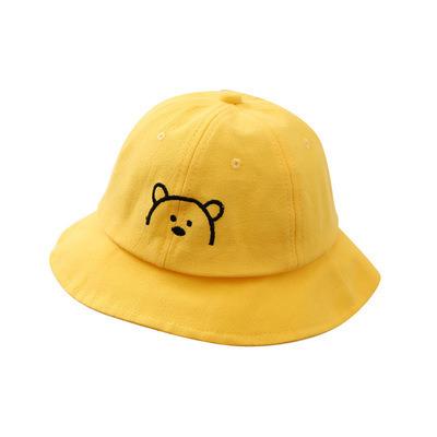 China Custom Kids Hats Character Image Bear Sun Visor Baby Hats Cute Embroidery Children Bucket Hat for sale