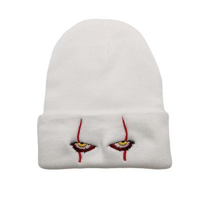 China Hip-hop JOINT Wholesale Personality Coolest Clown Eyes Soft Knit Custom Logo Beanie Hats Unisex Hat for sale