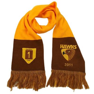 China Medium Custom Scarf Football Team Winter Warm Knit Jacquard Logo Soccer Club Fans Cheering Acrylic Scarves for sale